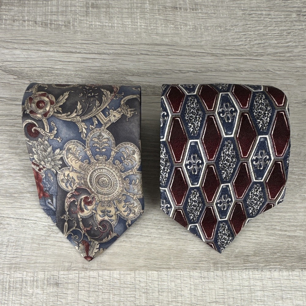 Vintage Silk Tie Lot Pierre Cardin Mallory Church Coffin Baroque Floral Goth USA